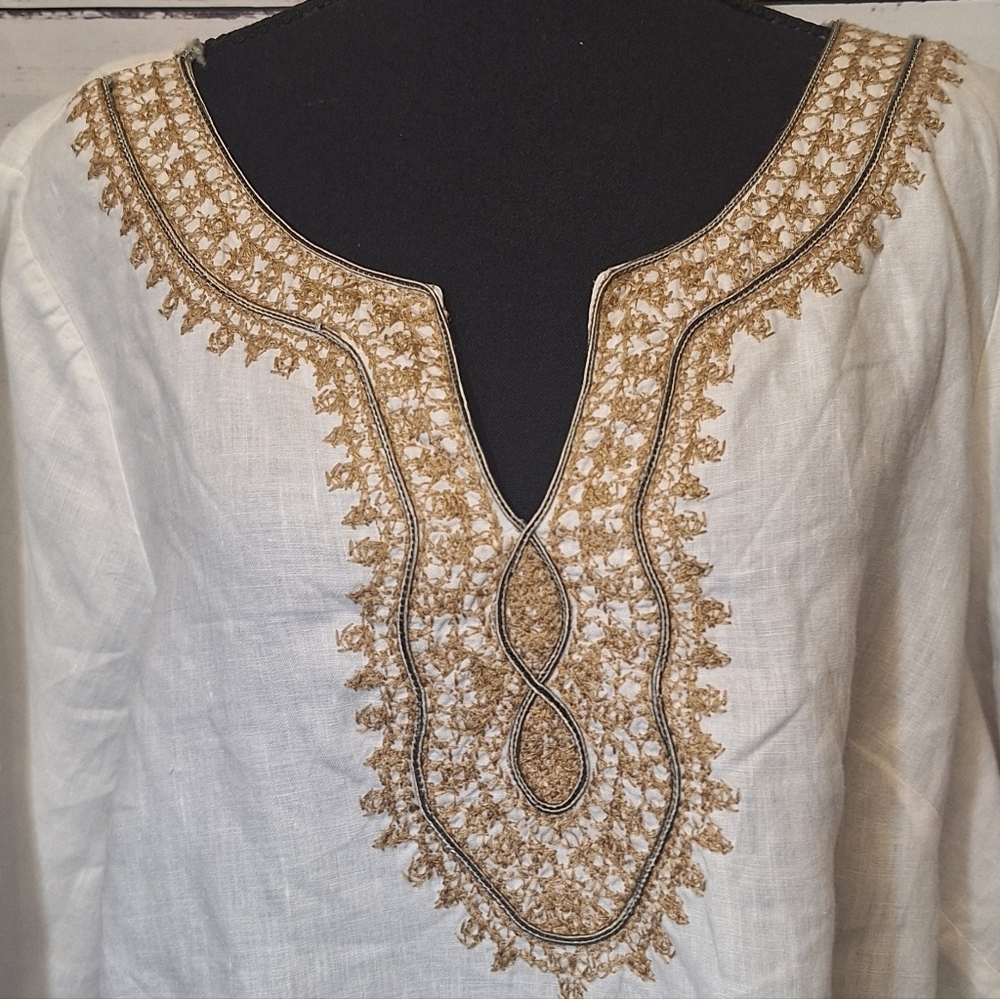 Alexandra Bartlett 100% Linen Embroidered Tunic sz.2X #1302 - Picture 3 of 8